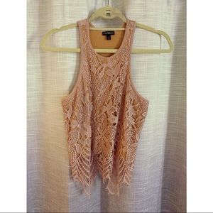 Pink lace racer back top-Express